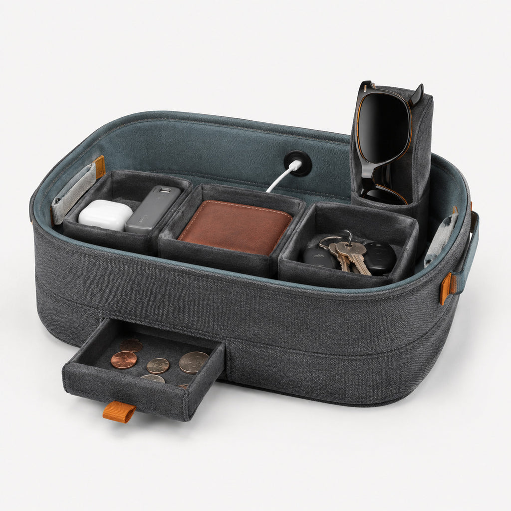 Portable Car Cabin Valet Caddy with Modular Felt Pods