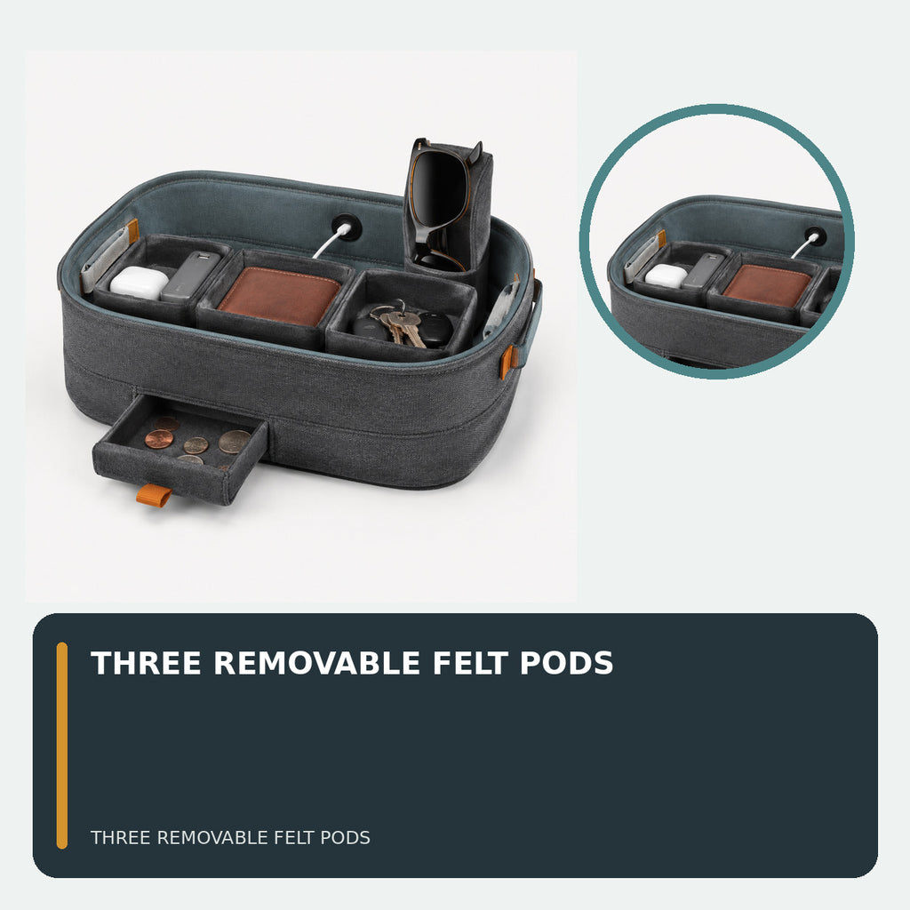 Portable Car Cabin Valet Caddy with Modular Felt Pods