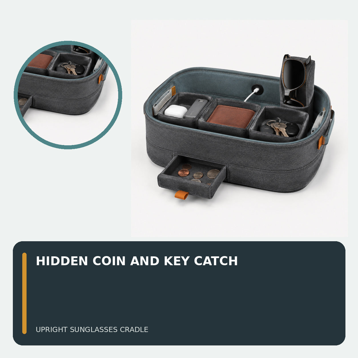 Portable Car Cabin Valet Caddy with Modular Felt Pods