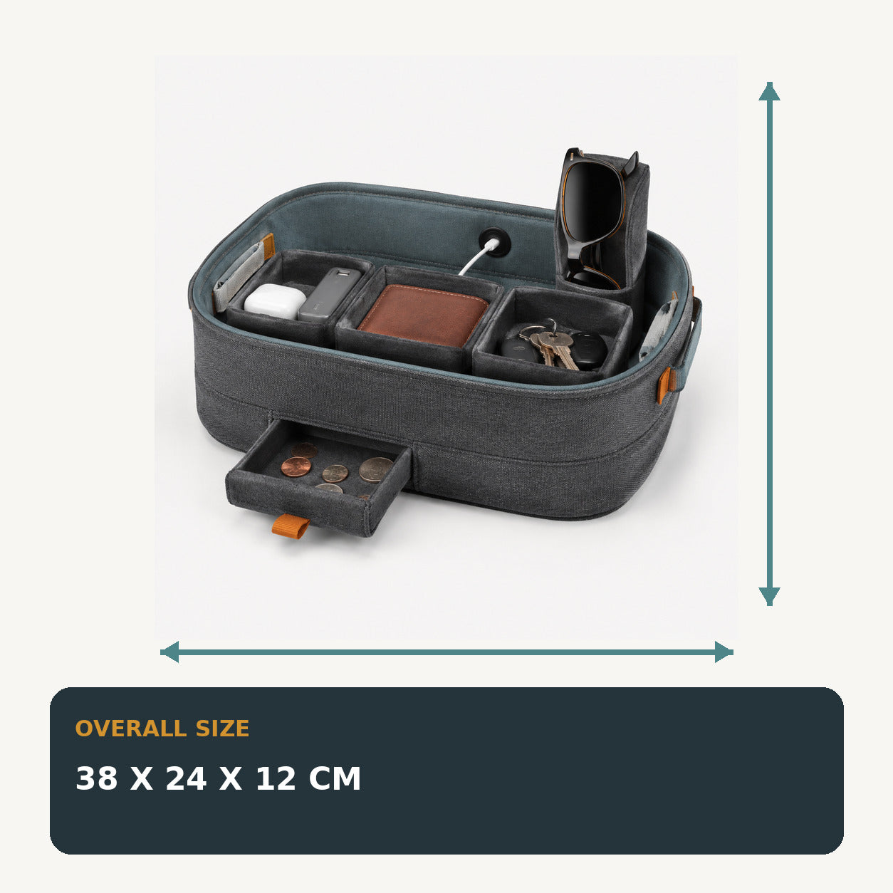 Portable Car Cabin Valet Caddy with Modular Felt Pods
