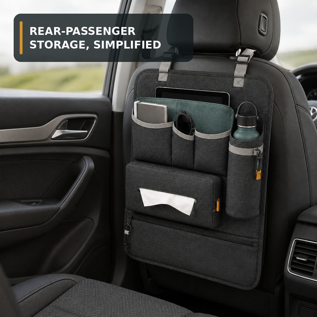 Rear Passenger Car Organiser with Detachable Crossbody Pouch
