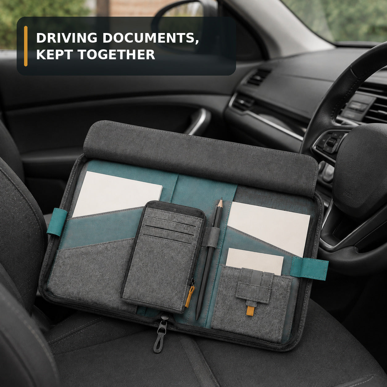 Driving Document Folio with Removable Incident Notes Wallet