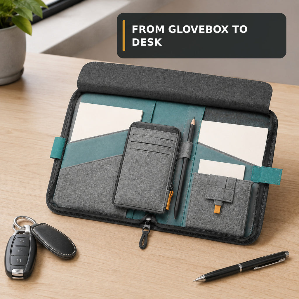 Driving Document Folio with Removable Incident Notes Wallet