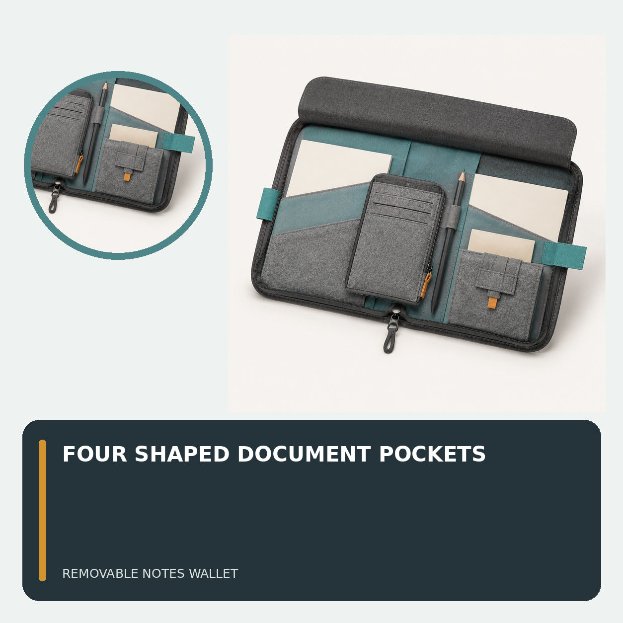 Driving Document Folio with Removable Incident Notes Wallet