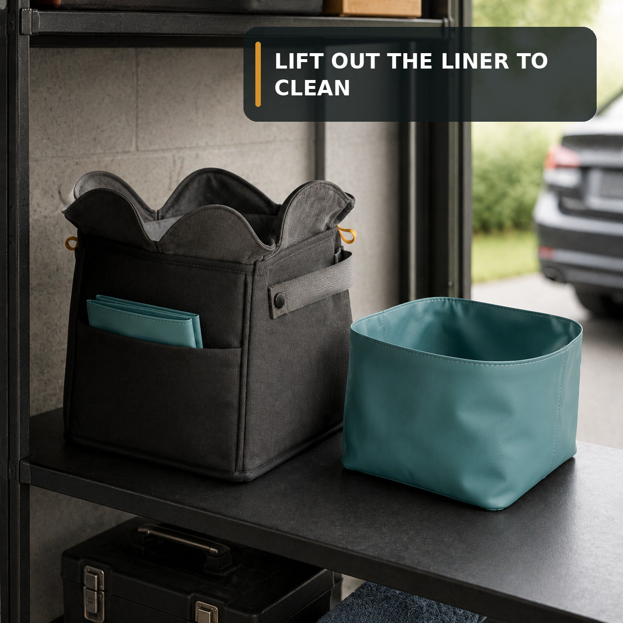 Soft Car Waste Caddy with Removable Wipe-Clean Liner