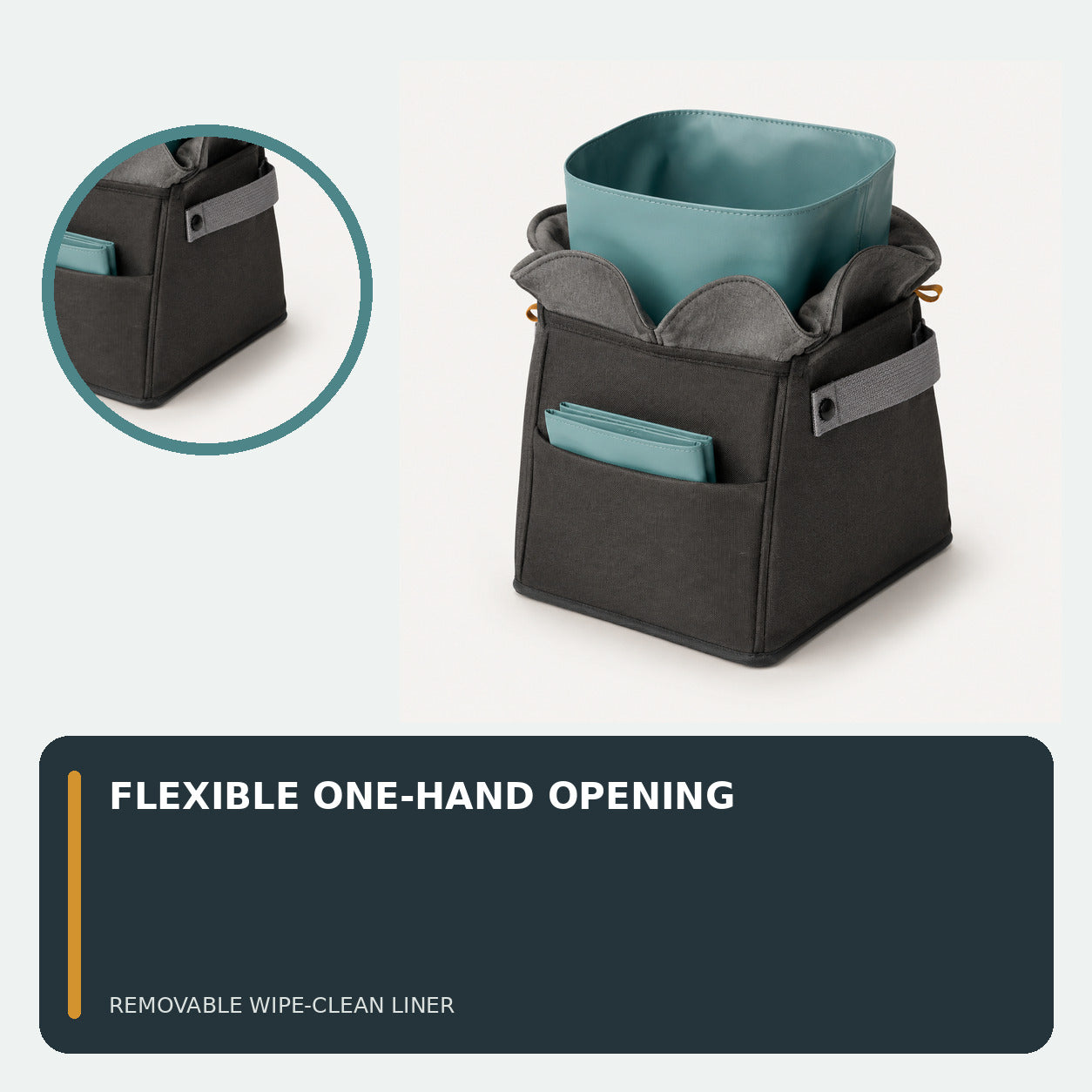 Soft Car Waste Caddy with Removable Wipe-Clean Liner