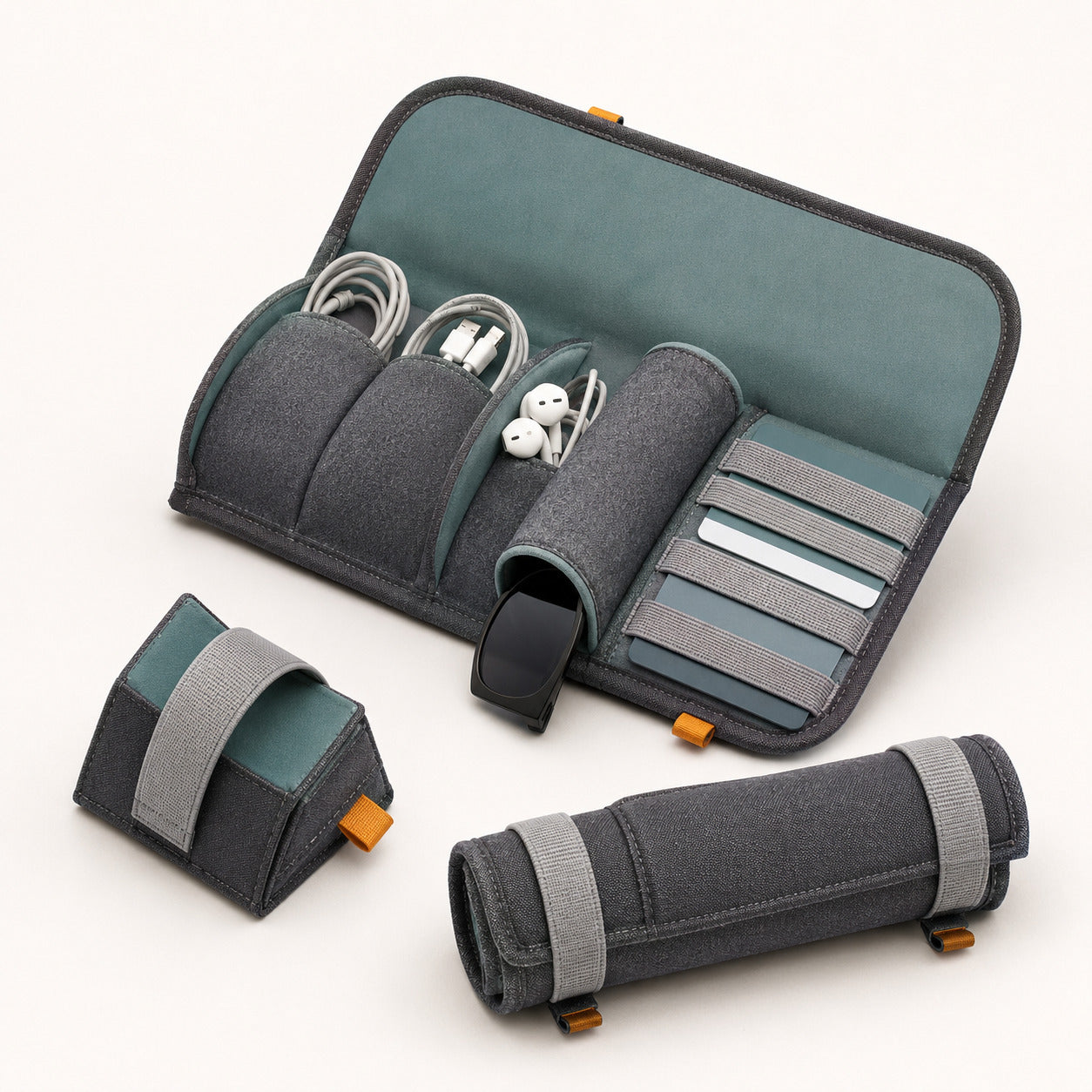 Car Cabin Tech Roll with Padded Cable and Sunglasses Storage