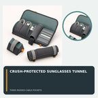 Car Cabin Tech Roll with Padded Cable and Sunglasses Storage