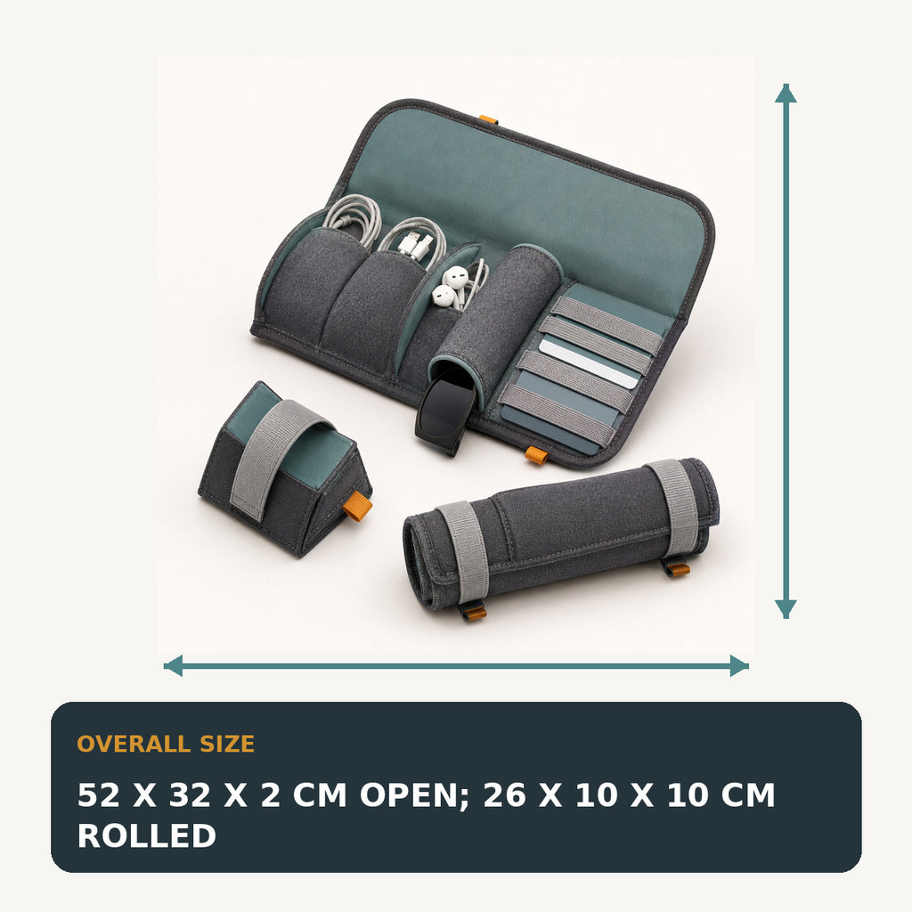 Car Cabin Tech Roll with Padded Cable and Sunglasses Storage