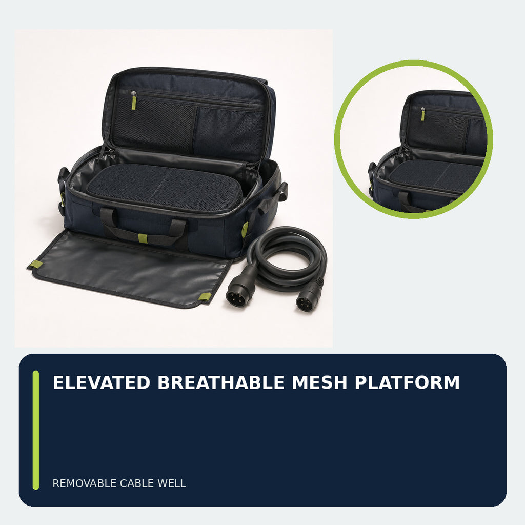 EV Charging Cable Boot Case with Mesh Platform and Ground Flap