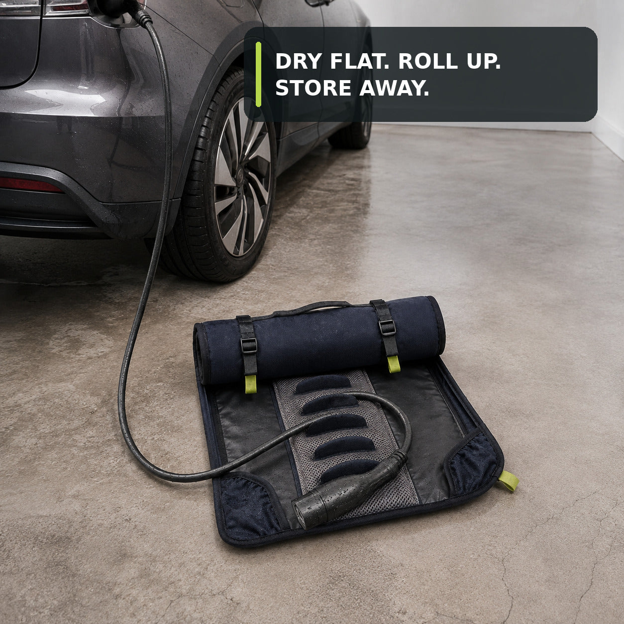 EV Charging Cable Drying Mat with Soft Coil Guides