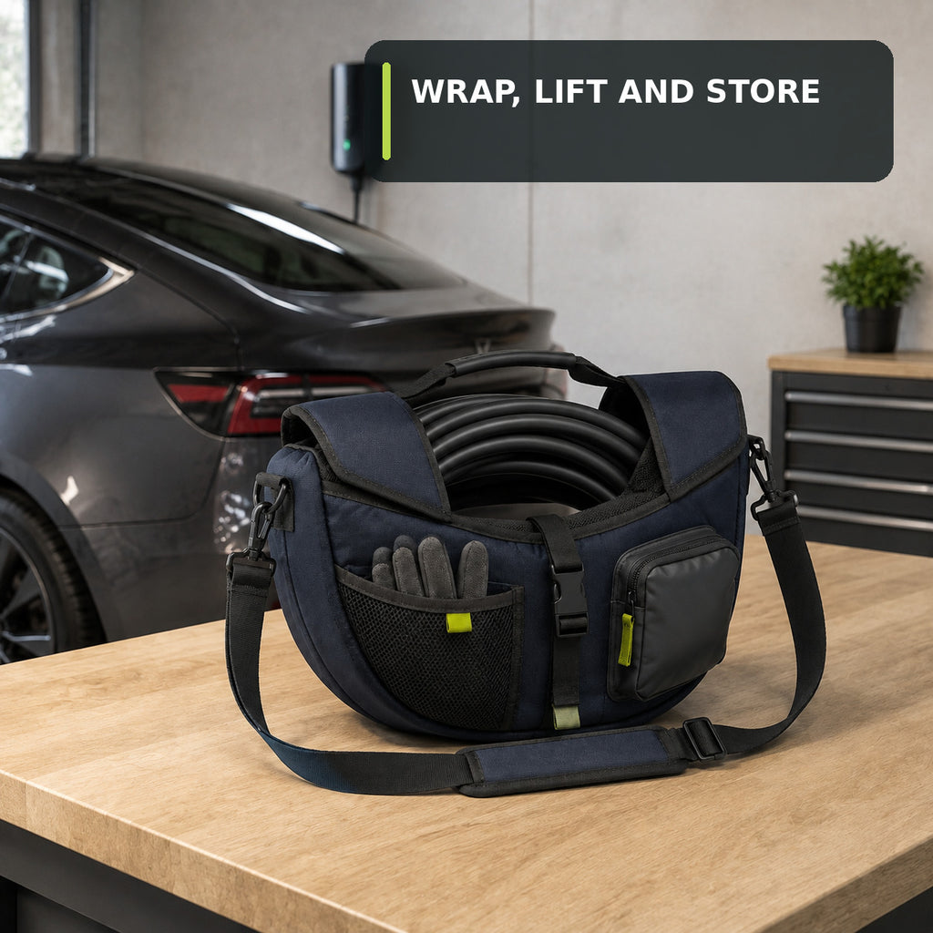 Padded EV Charging Cable Carry Sling with Glove Pocket