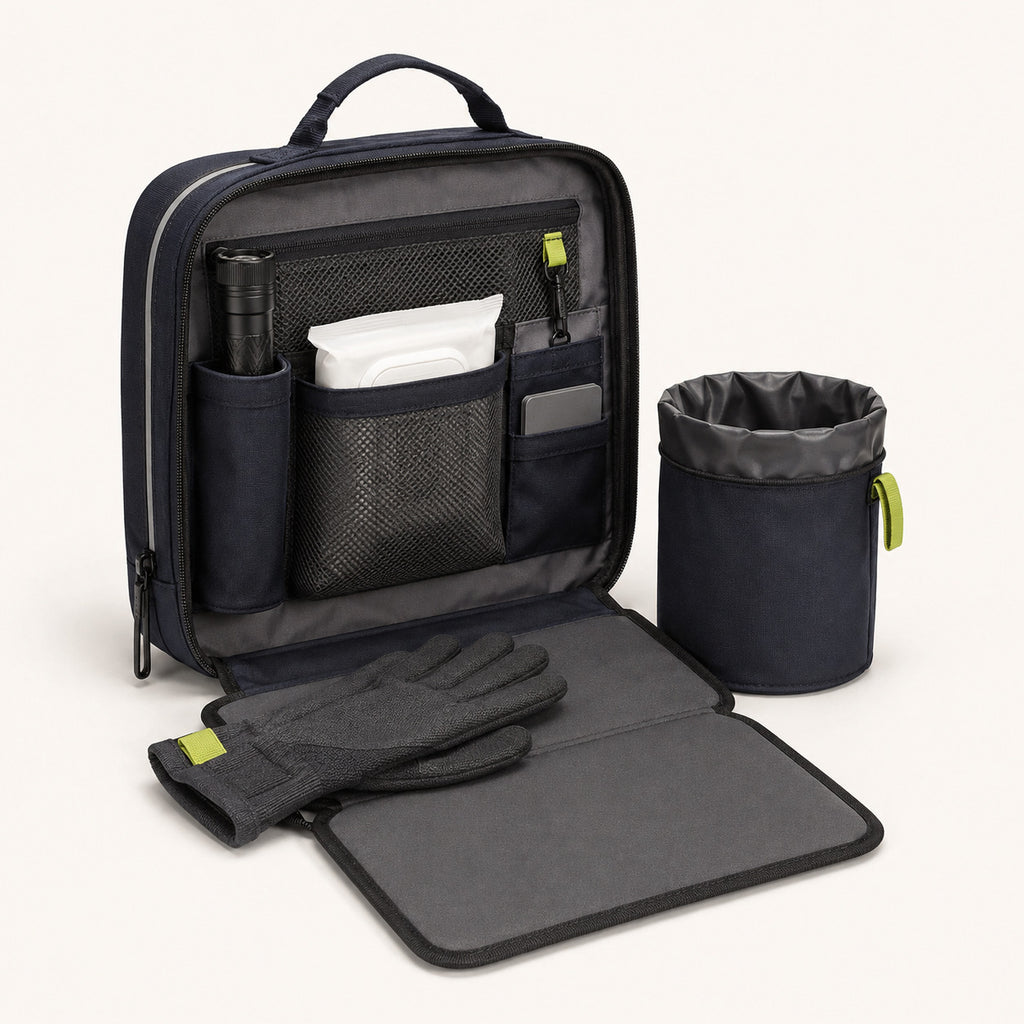 Night Charging Essentials Pouch with Fold-Out Kneeling Pad