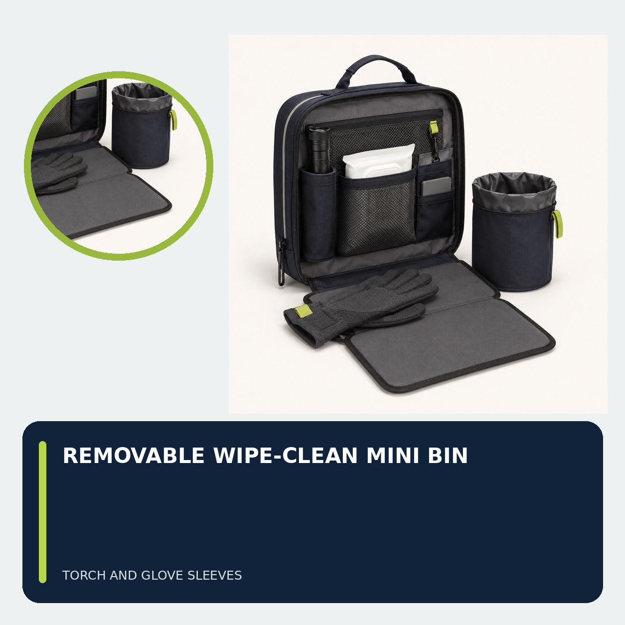Night Charging Essentials Pouch with Fold-Out Kneeling Pad