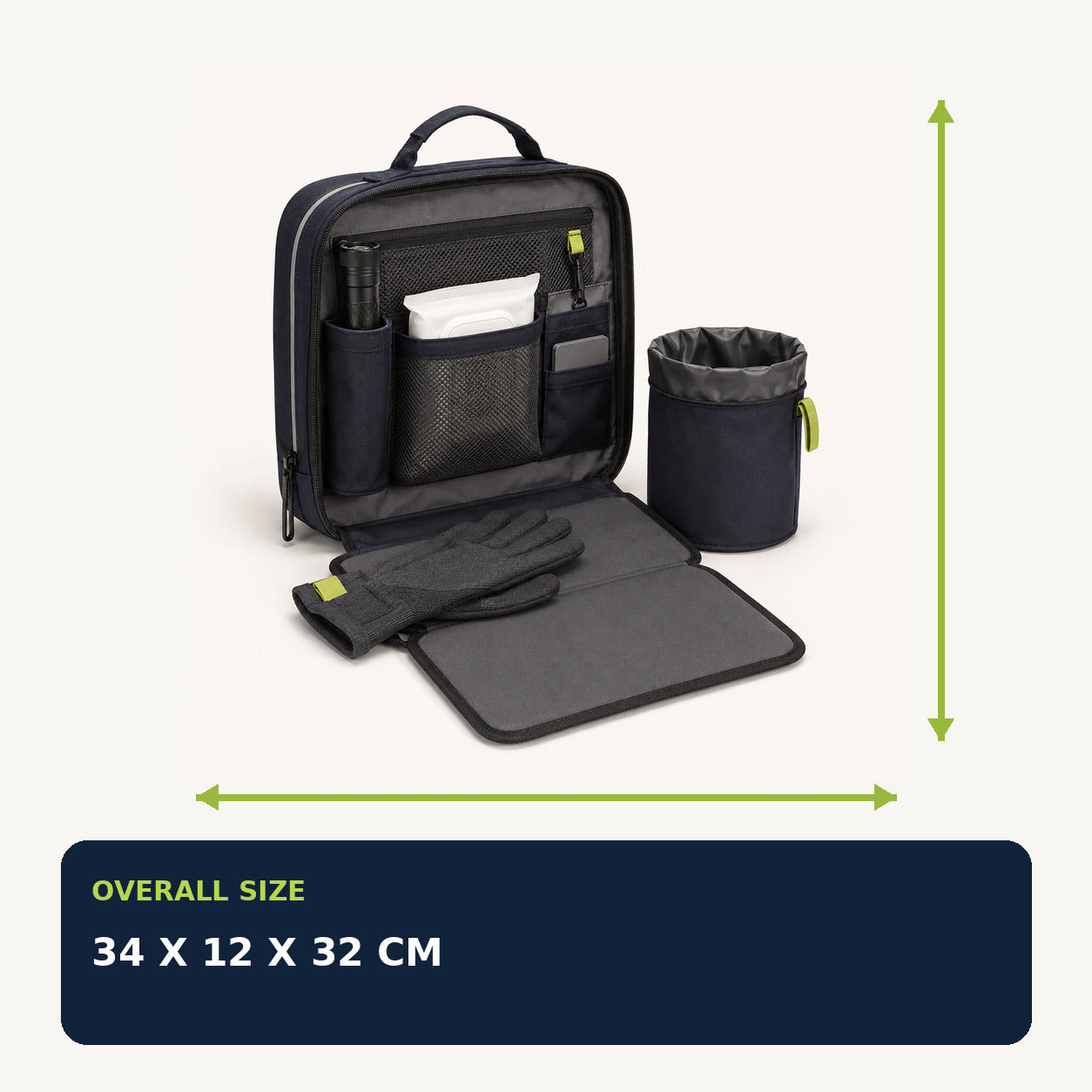 Night Charging Essentials Pouch with Fold-Out Kneeling Pad