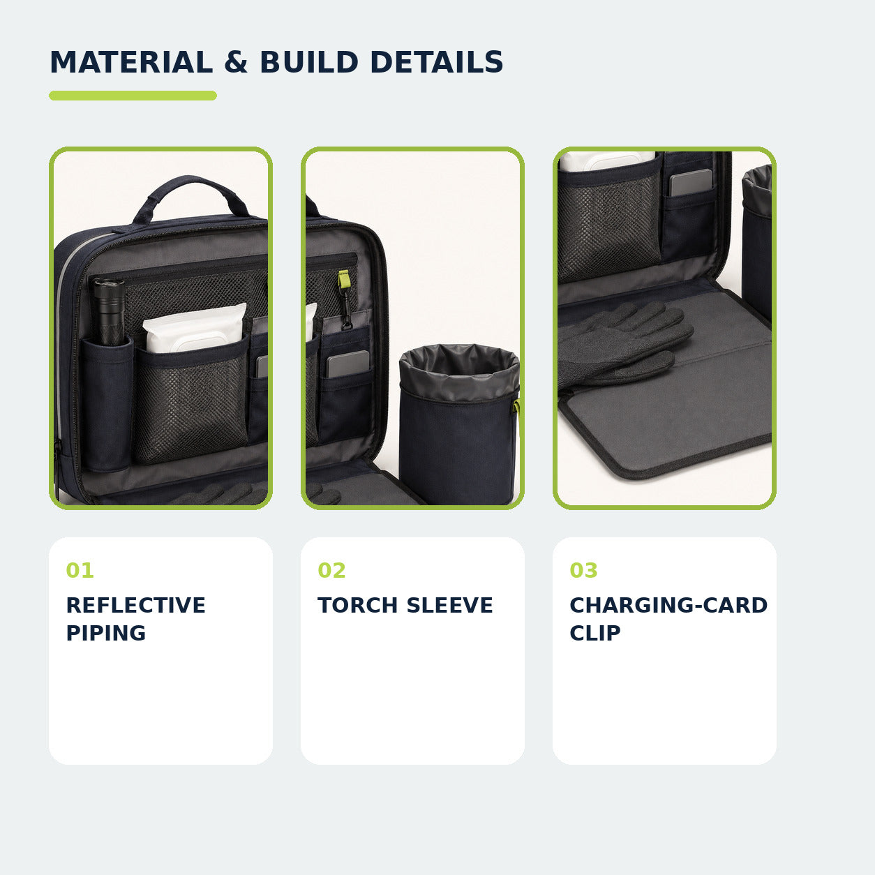 Night Charging Essentials Pouch with Fold-Out Kneeling Pad