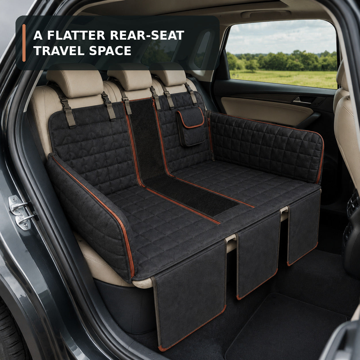 Flat-Floor Rear Seat Pet Hammock with Bridge Panels