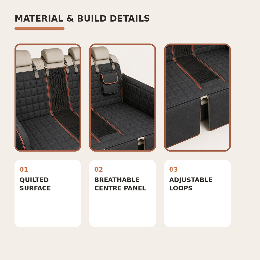 Flat-Floor Rear Seat Pet Hammock with Bridge Panels