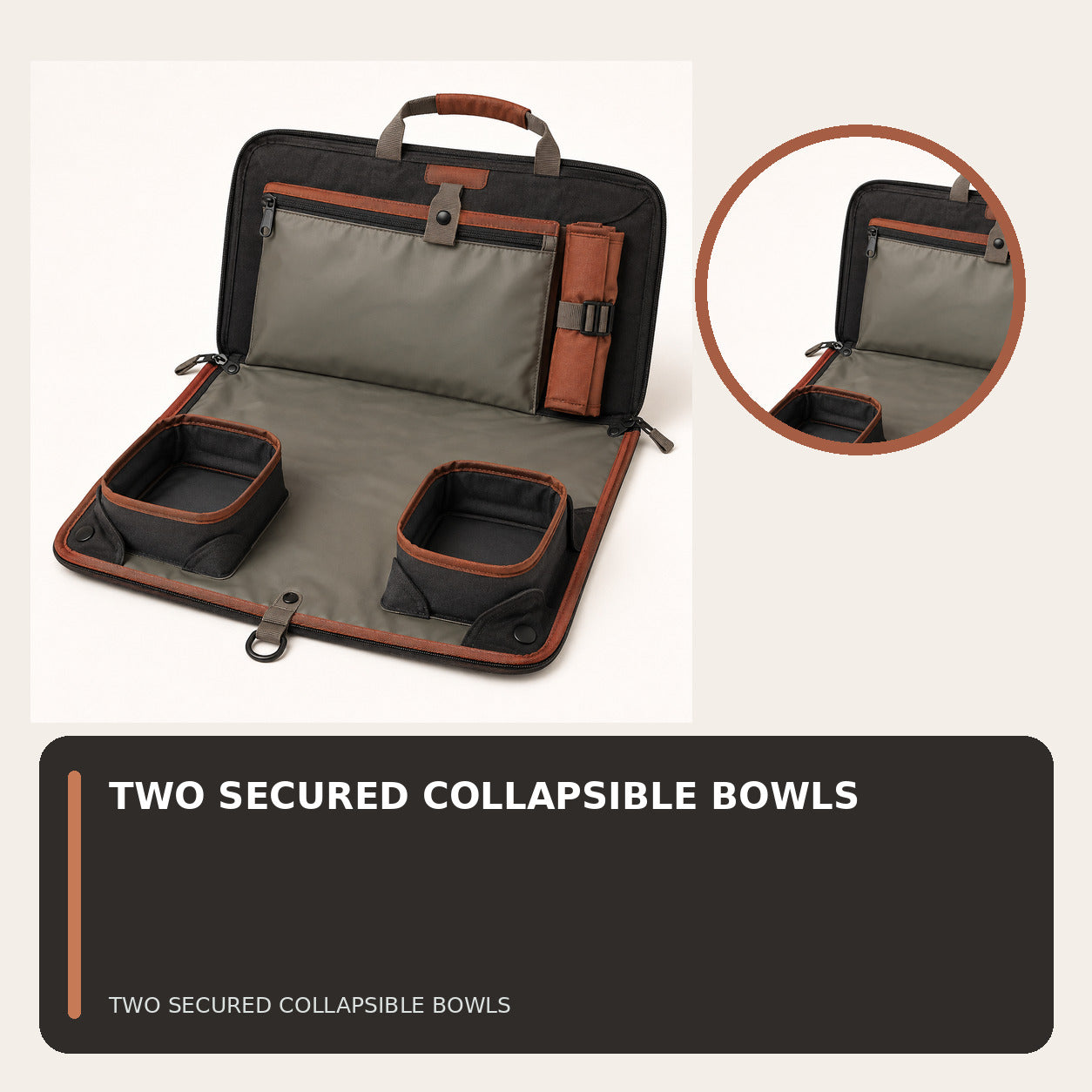 Pet Road-Trip Feeding Folio with Two Collapsible Bowls
