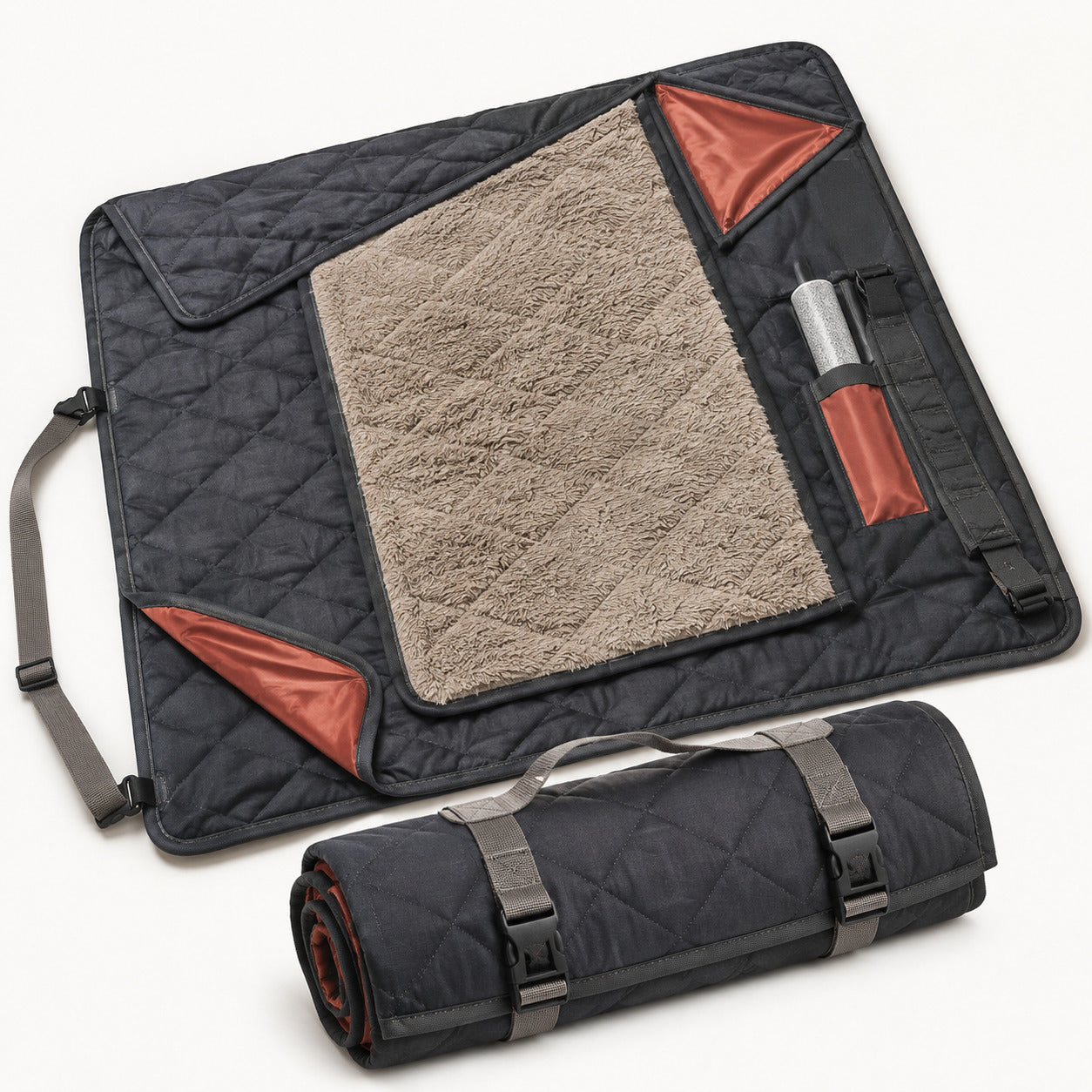 Pet-Hair Capture Car Travel Blanket with Removable Centre Panel