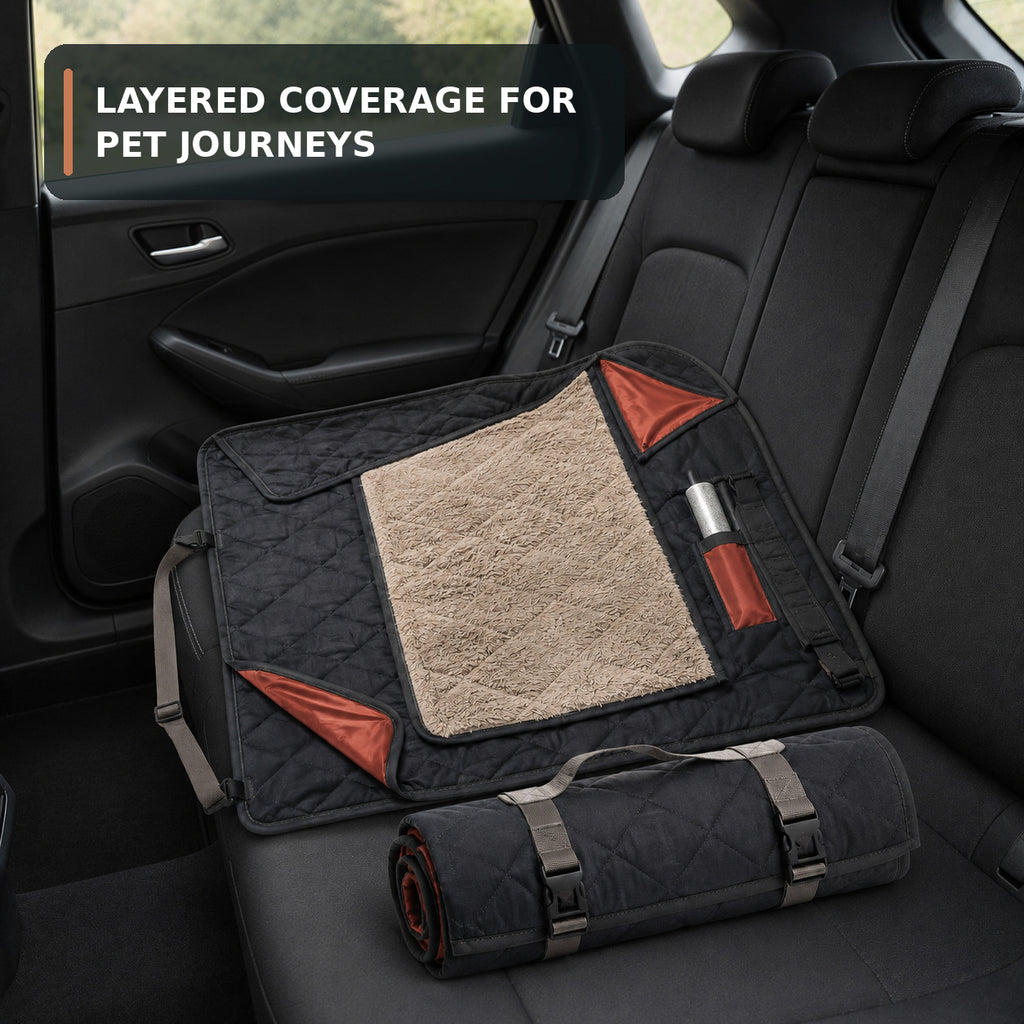 Pet-Hair Capture Car Travel Blanket with Removable Centre Panel