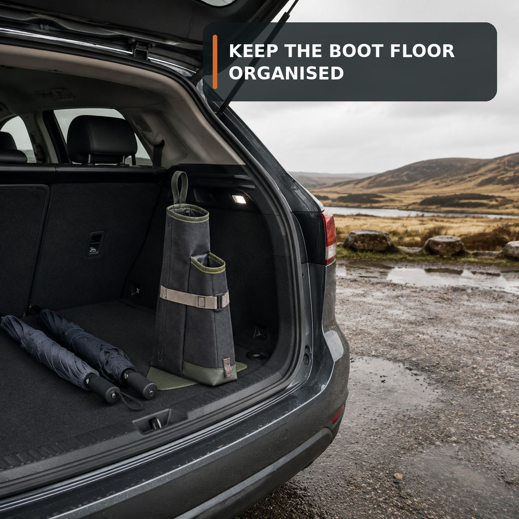 Dual Umbrella Car Boot Dock with Removable Drip Base