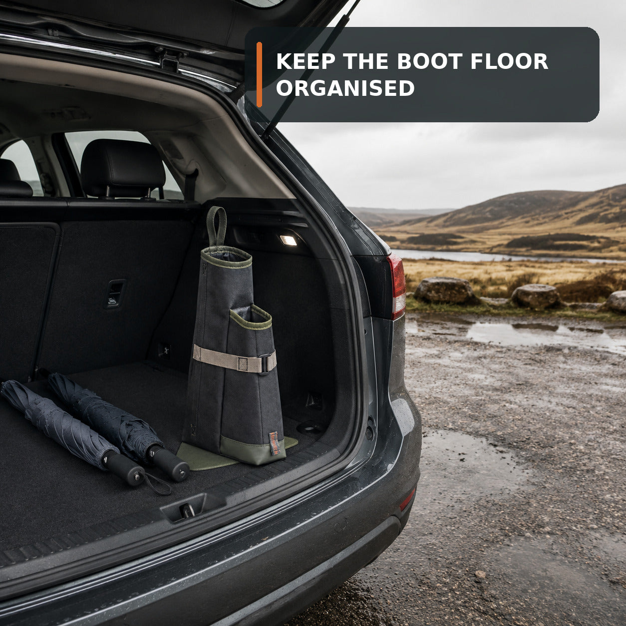 Dual Umbrella Car Boot Dock with Removable Drip Base