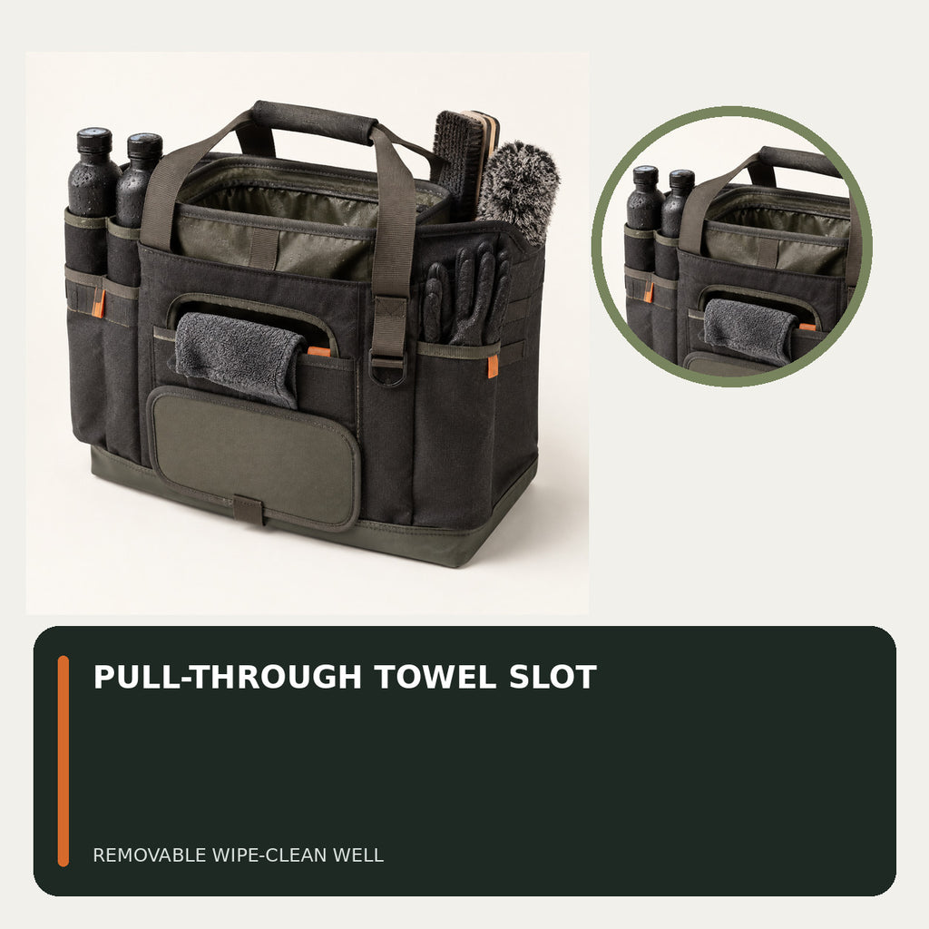 Car Rain Clean-up Caddy with Towel Slot and Kneeling Pad