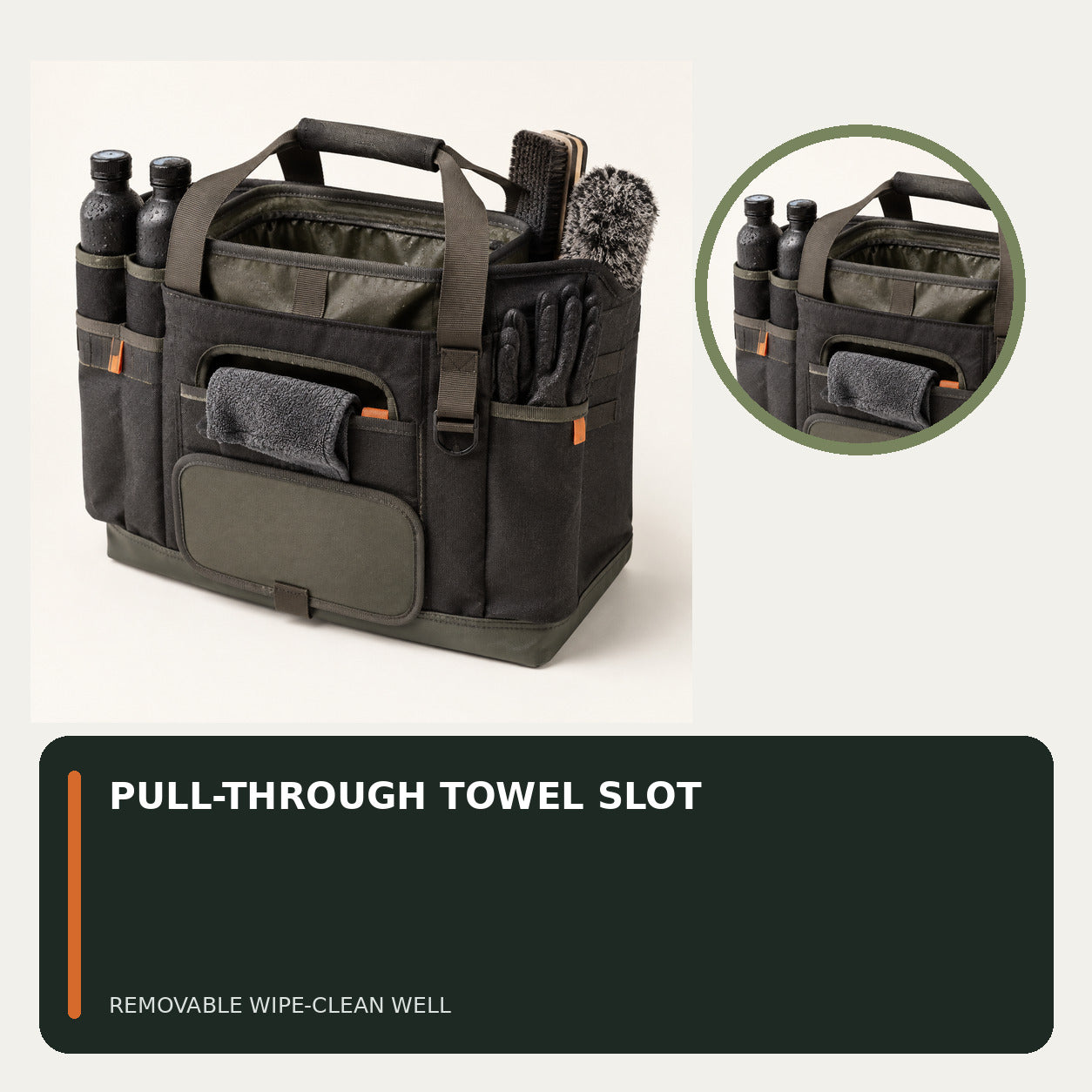 Car Rain Clean-up Caddy with Towel Slot and Kneeling Pad