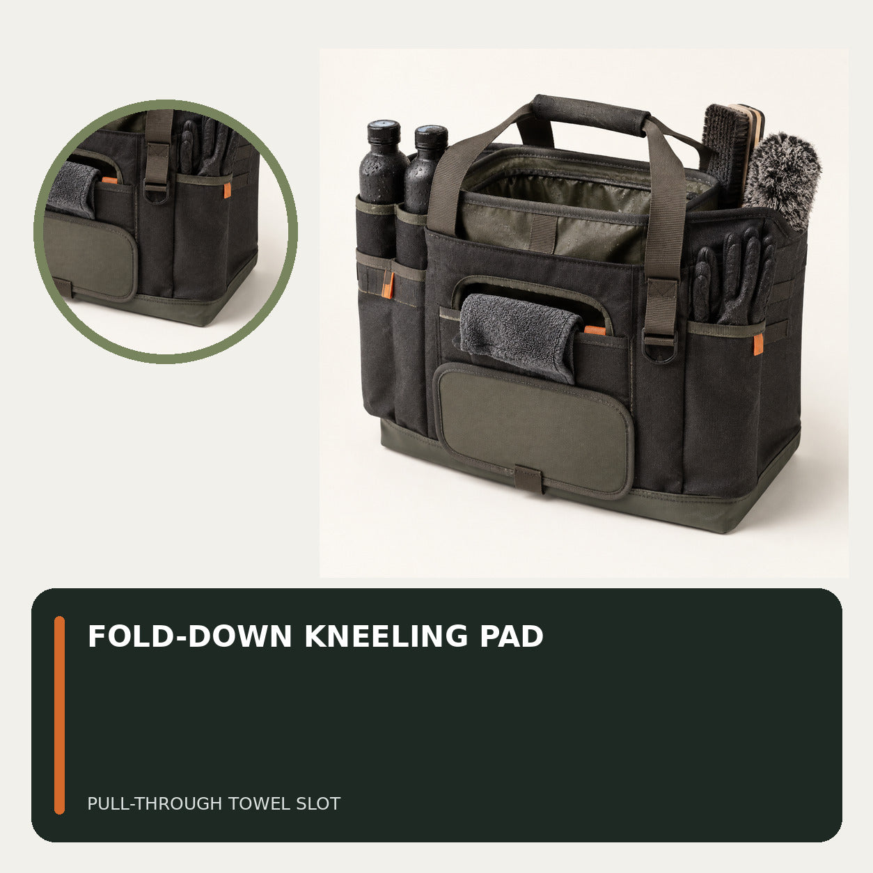 Car Rain Clean-up Caddy with Towel Slot and Kneeling Pad